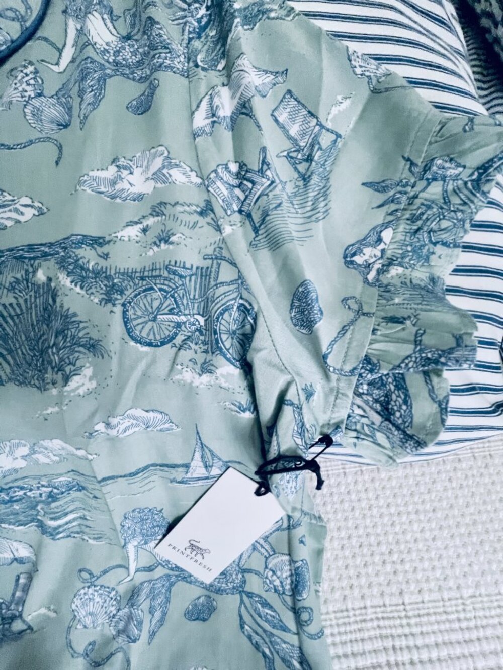 Eco Satin Ruffle Set in Mermaid Toile S by Printfresh NWT - Picture 5 of 6